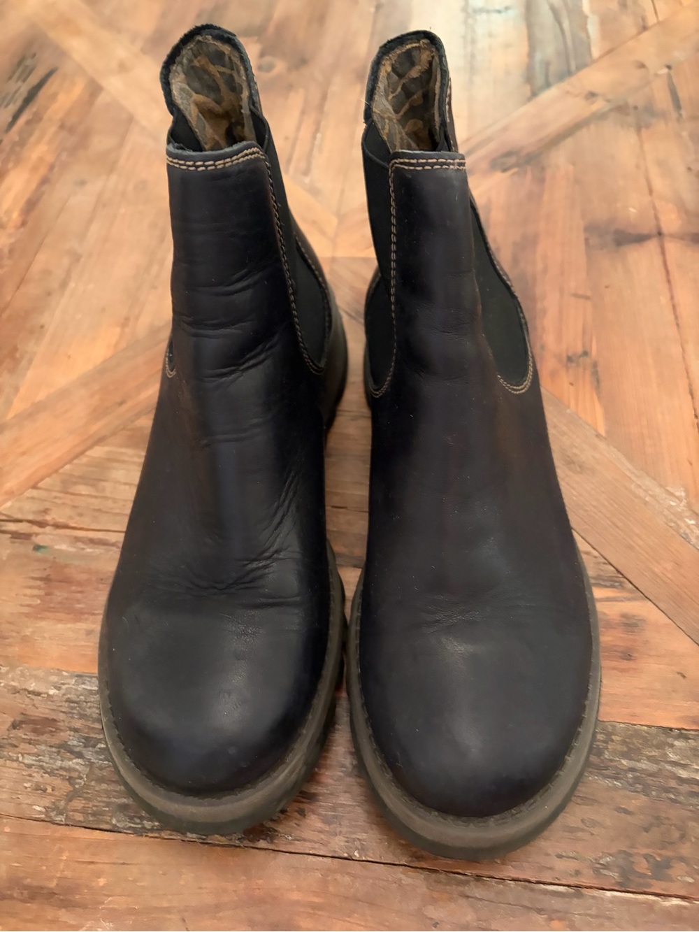 Fly London Black Leather Chelsea Ankle Boots